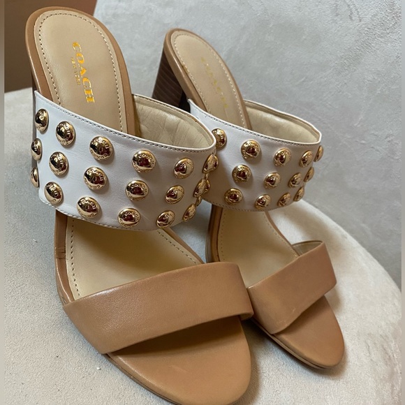 Coach gold embellished sandal heels - Picture 3 of 6